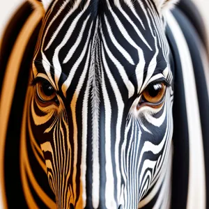 Striped Zebra Drinking from Pitcher-Like Vessel