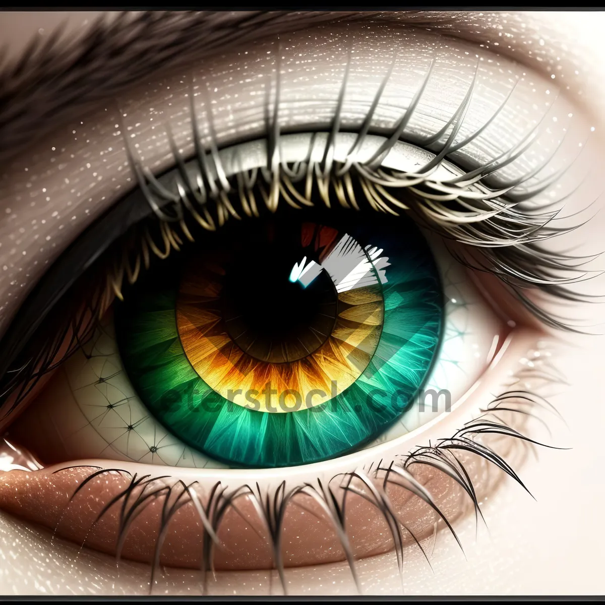 Picture of Captivating Eyeball in Close-Up View with Illuminating Light