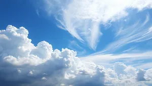 Vibrant Summer Sky with Fluffy Clouds