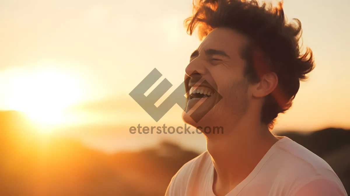 Picture of A beautiful young man laughing happily. Mouth detail, dental health or dental clinic concept.