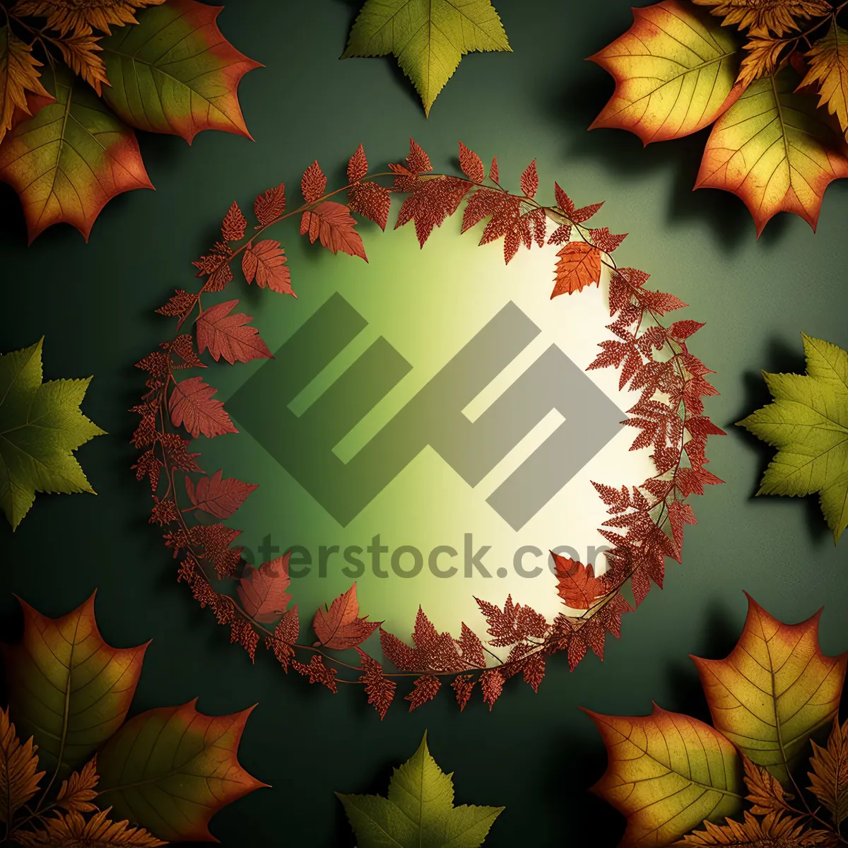 Picture of Colorful Floral Pattern Decoration with Graphic Flower and Holly Leaf Design