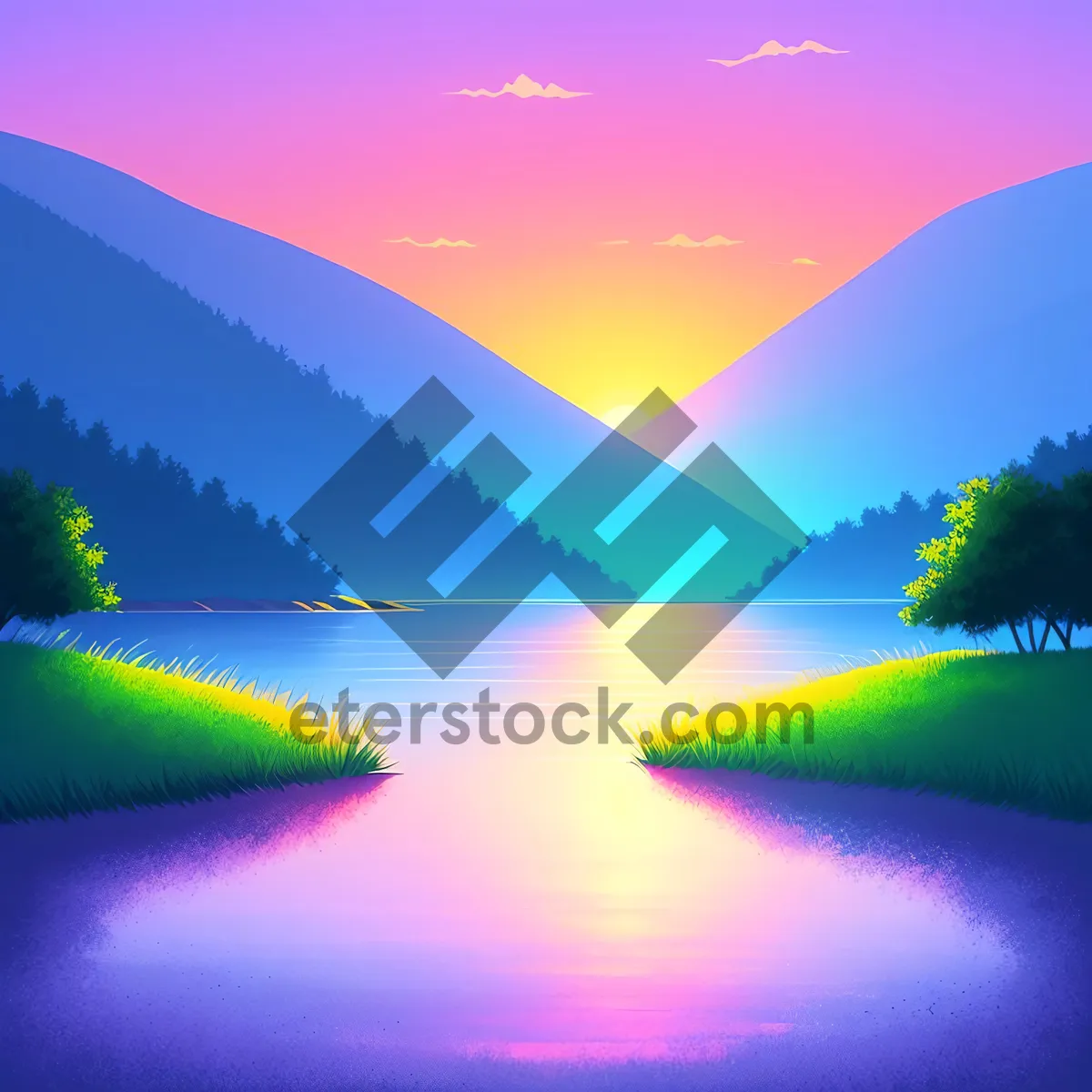 Picture of Colorful Summer Sky: Artistic Landscape Reflection