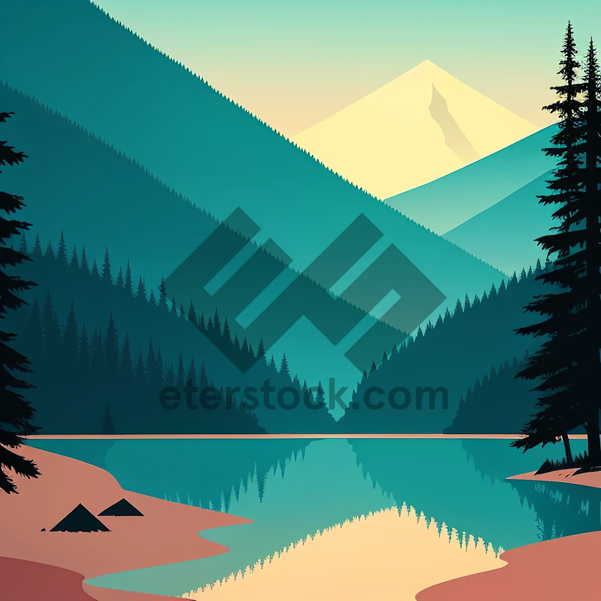 Picture of Country Tree Design: Artistic Fir Graphic