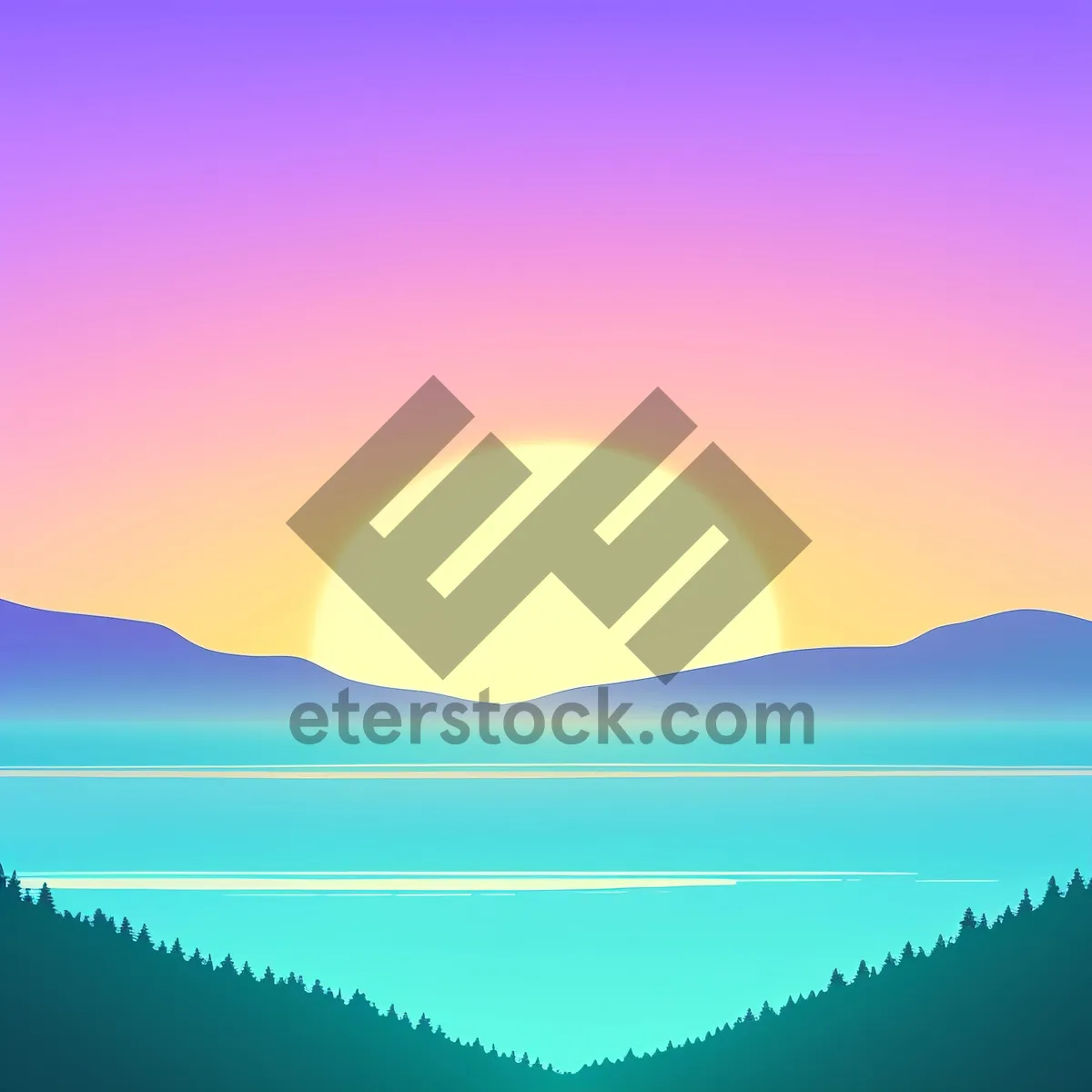 Picture of Vibrant Summer Sky Design with Moon and Horizon