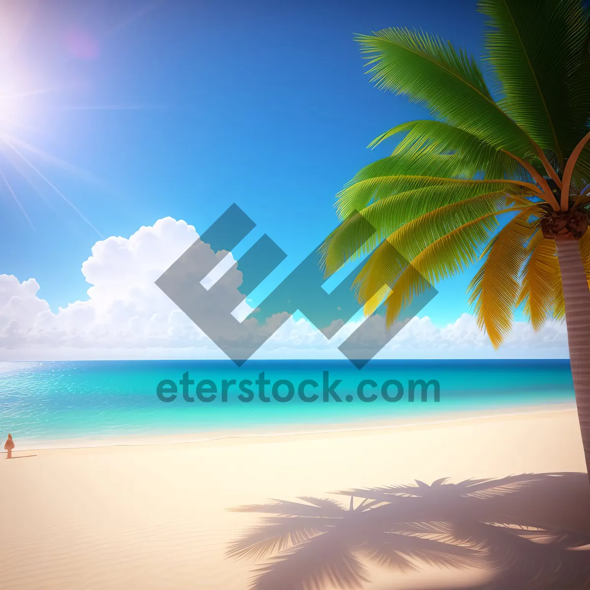 Picture of Tranquil Seaside Paradise with Palm Trees