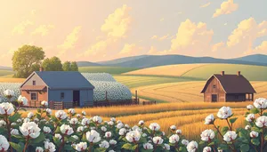 Sunset over rural meadow in summer.