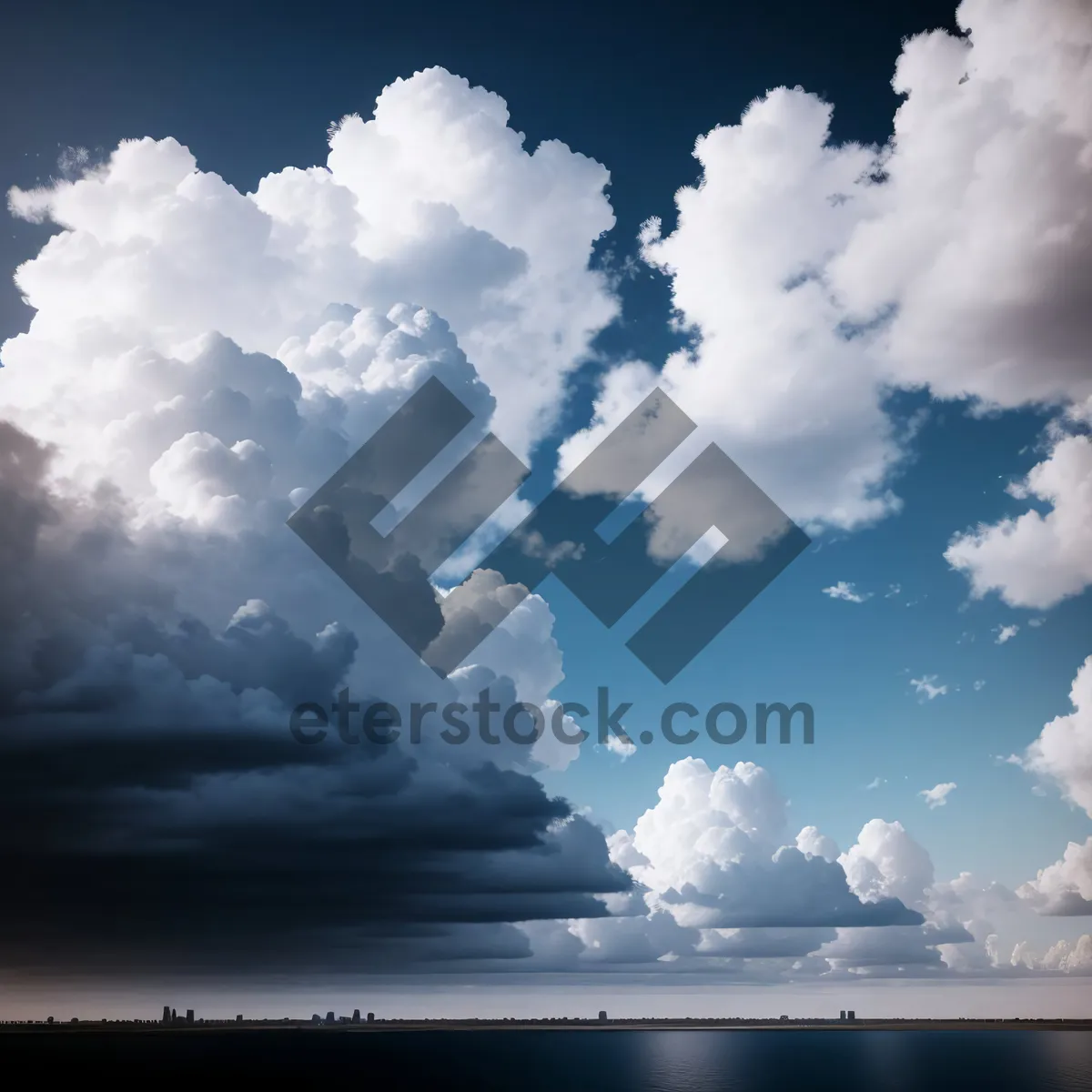 Picture of Vibrant Summer Sky with Fluffy Clouds