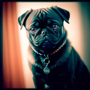 Cute Wrinkle-faced Pug Puppy Portrait