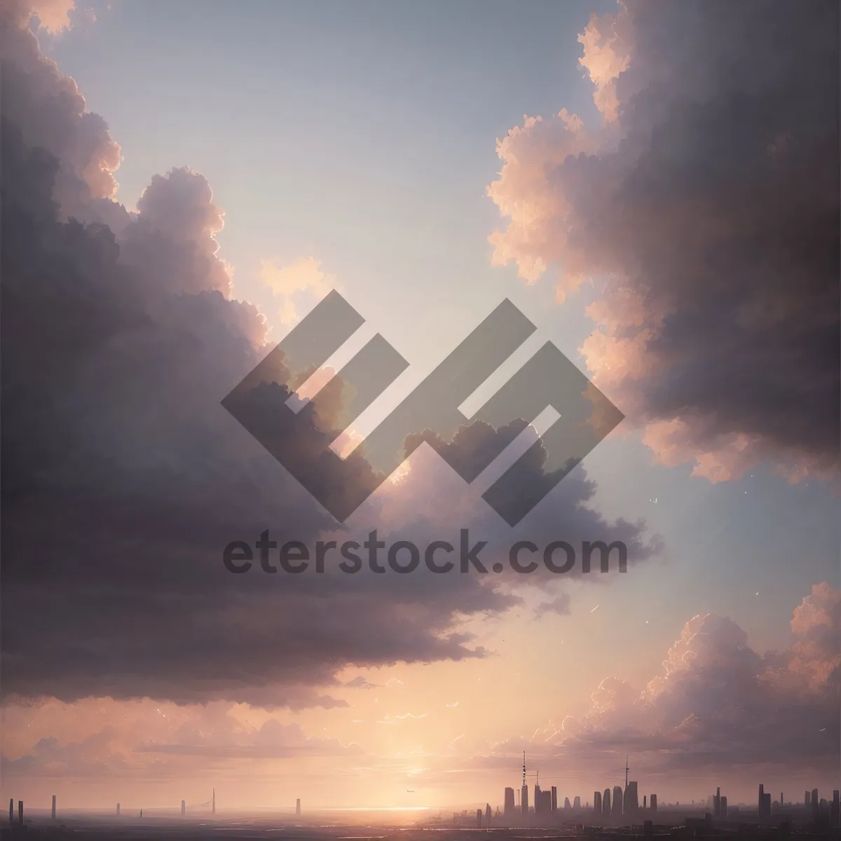 Picture of Vibrant Sunset Sky with Radiant Sunlight