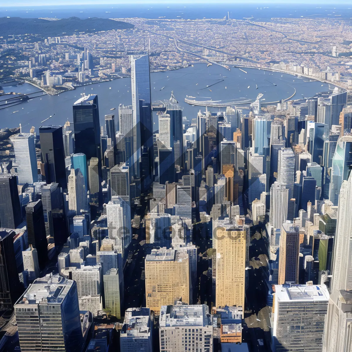 Picture of Modern Skyline at Sunset: Financial District's Towering Metropolis