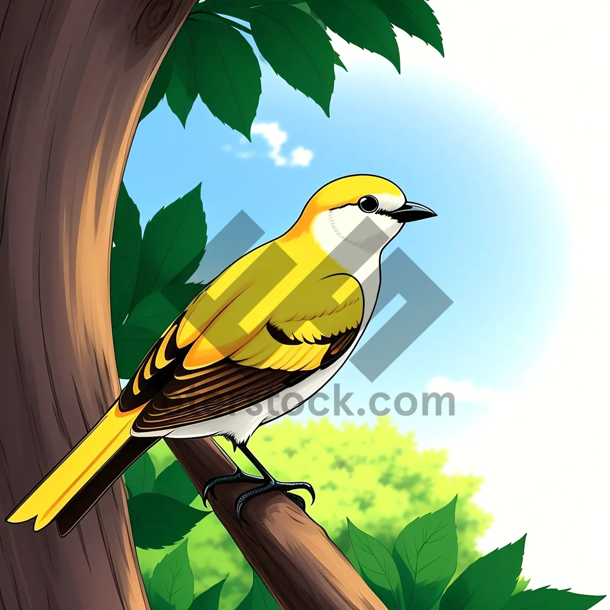 Picture of Vibrant Winged Wonder: Majestic Yellow-feathered Bird in Its Natural Habitat