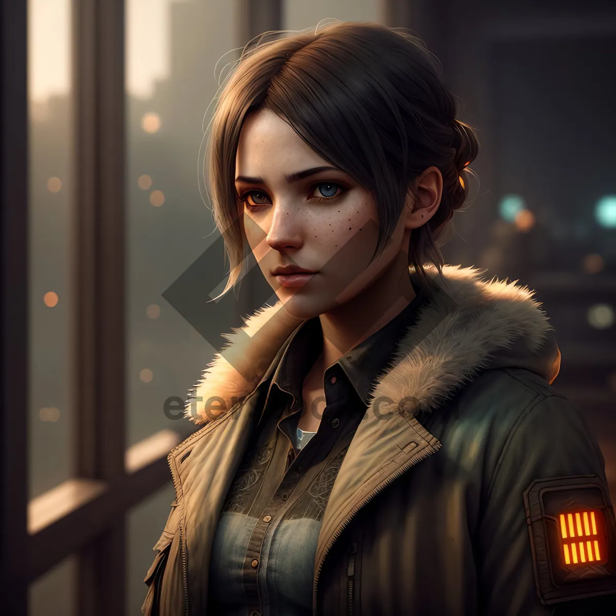 Picture of Smiling Businesswoman with Attractive Expression and Stylish Hair