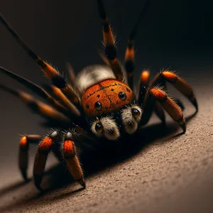 Close-up of Black Ladybug on Barn Spider: Summer Wildlife
