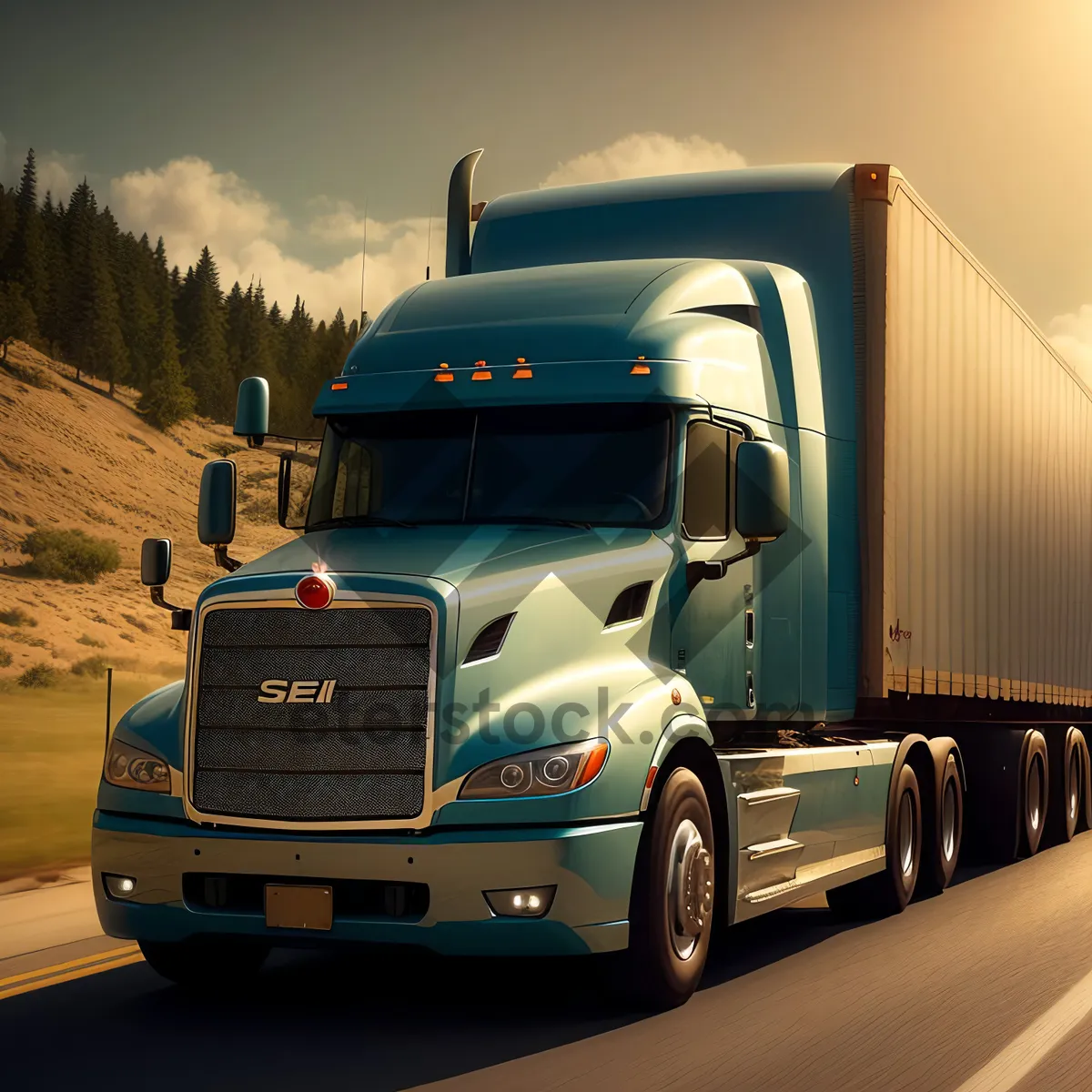 Picture of Highway Freight: Fast and Reliable Trailer Truck Transportation.