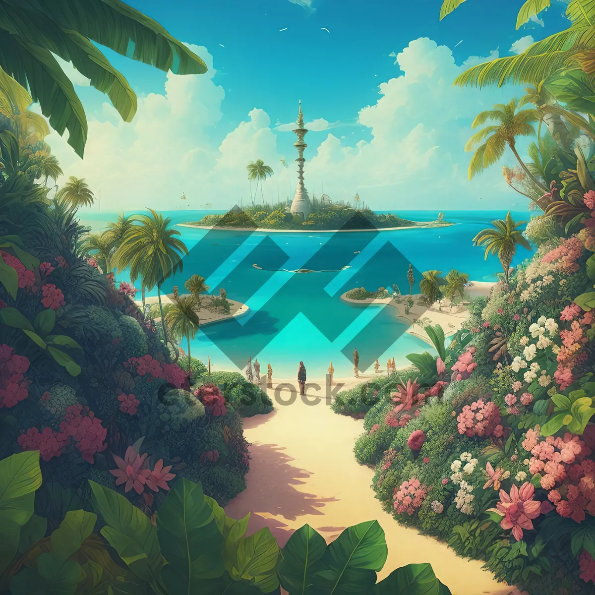 Picture of Tropical Paradise: Tranquil Beach with Azure Waters