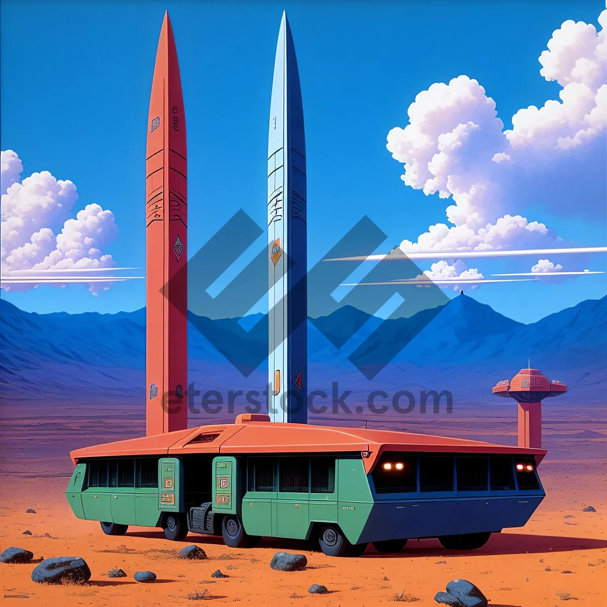 Picture of Sky-high Missile Monument in City