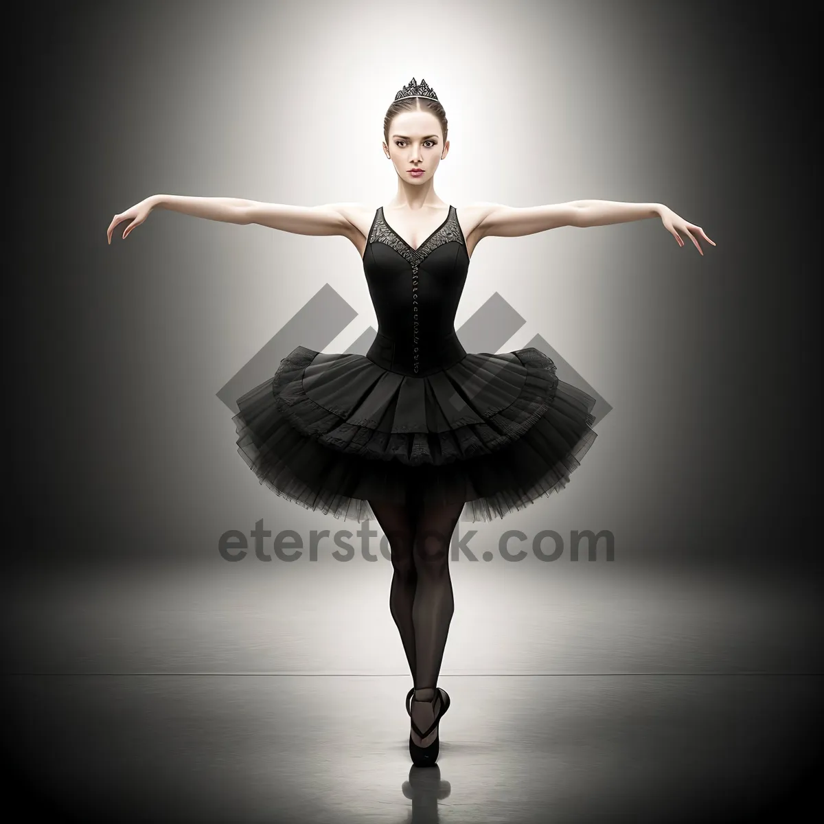 Picture of Elegant Ballet Performance: Graceful Dancer in Mid-Air Leap