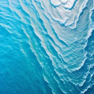Sparkling Blue Waves Surging on Ocean Surface