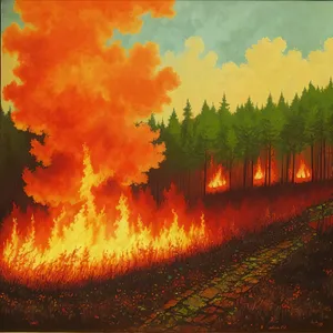 Fiery Blaze in Forest: Acrylic Flamethrower Ignites Danger