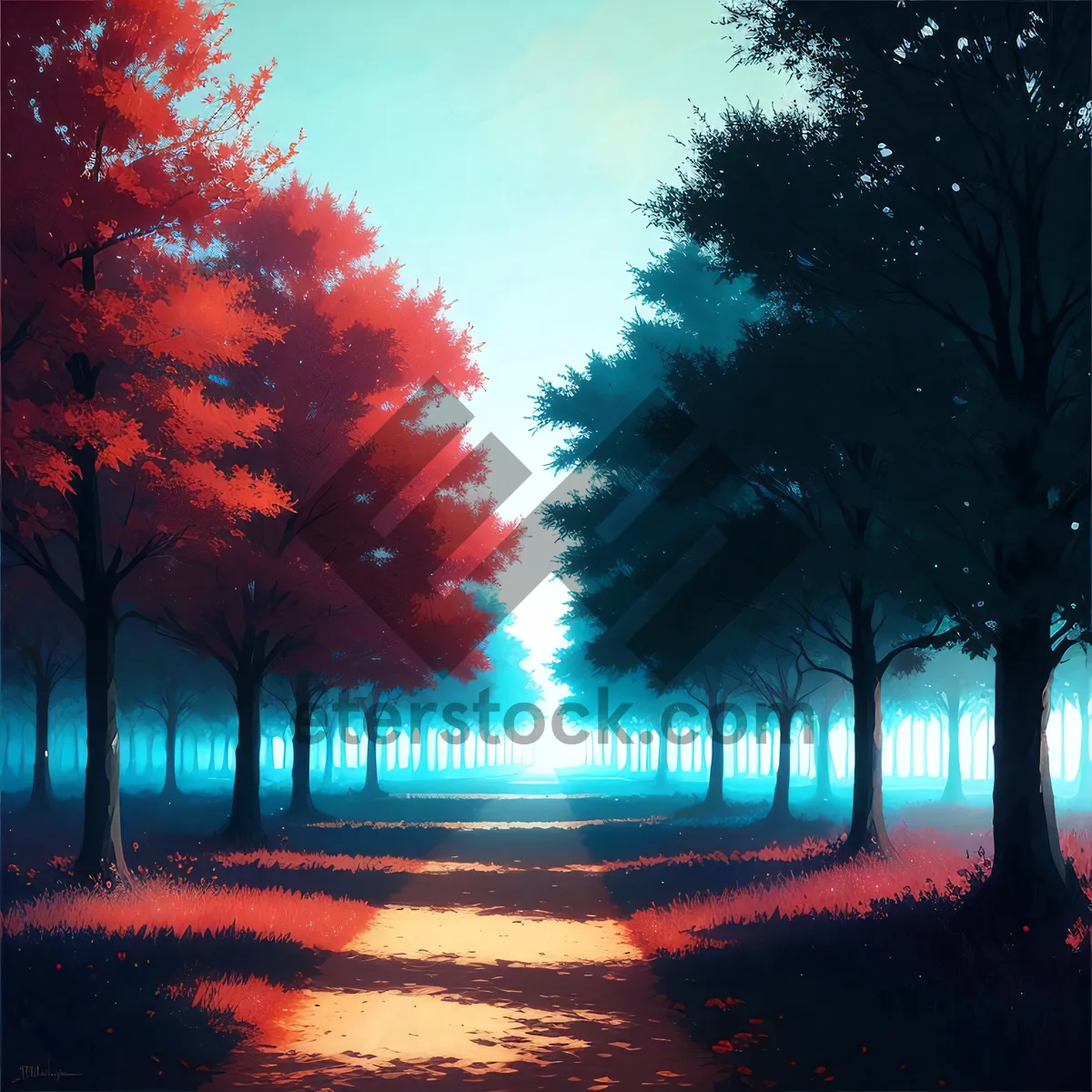 Picture of Sunset Glow Over Autumn Forest landscape"
(Note: The text above is a potential short name for an image based on the provided tags)