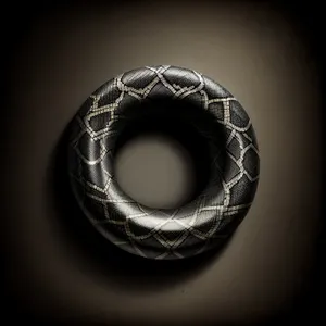 Shiny Black Bangled Jewel with 3D Spiral Symbol