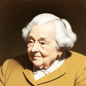 Cheerful elder woman with gray hair smiling