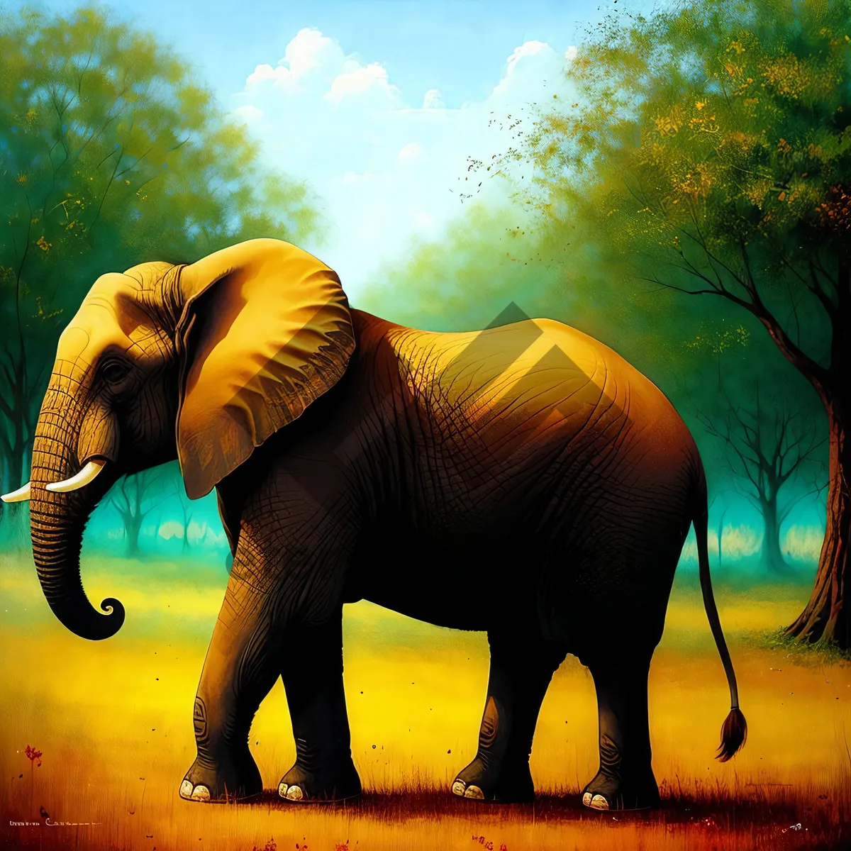 Picture of Graceful Pachyderm Roaming the African Savannah