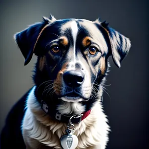 Studio portrait of adorable purebred canine with a cute black nose and brown coat