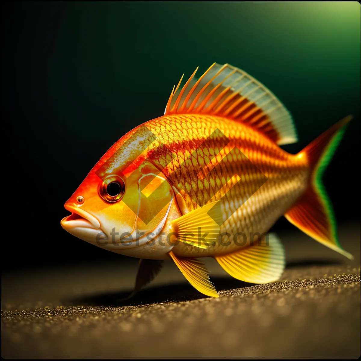 Picture of Golden Swim: A Vibrant Orange Goldfish in an Aquarium