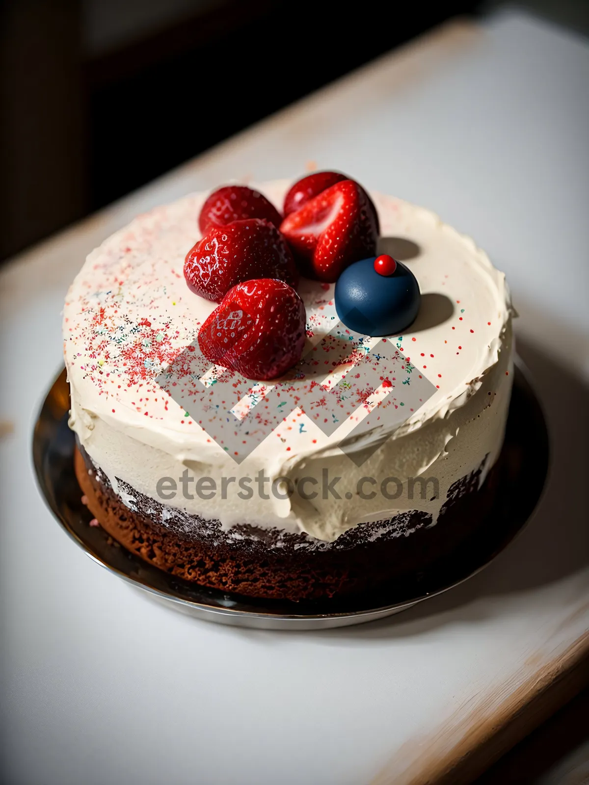 Picture of Delicious Fruit Dessert with Chocolate and Berries