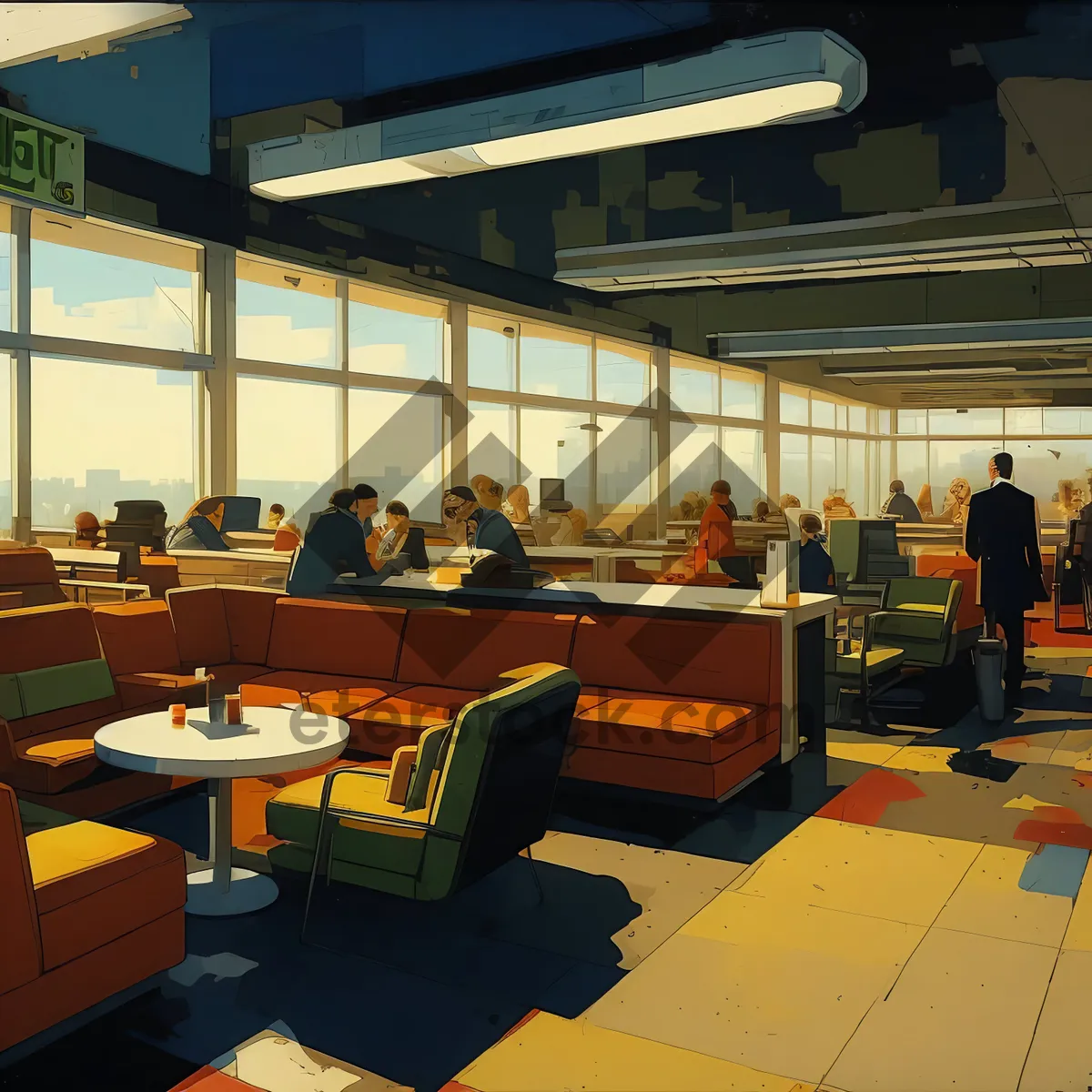 Picture of Modern cafe interior with stylish furniture
