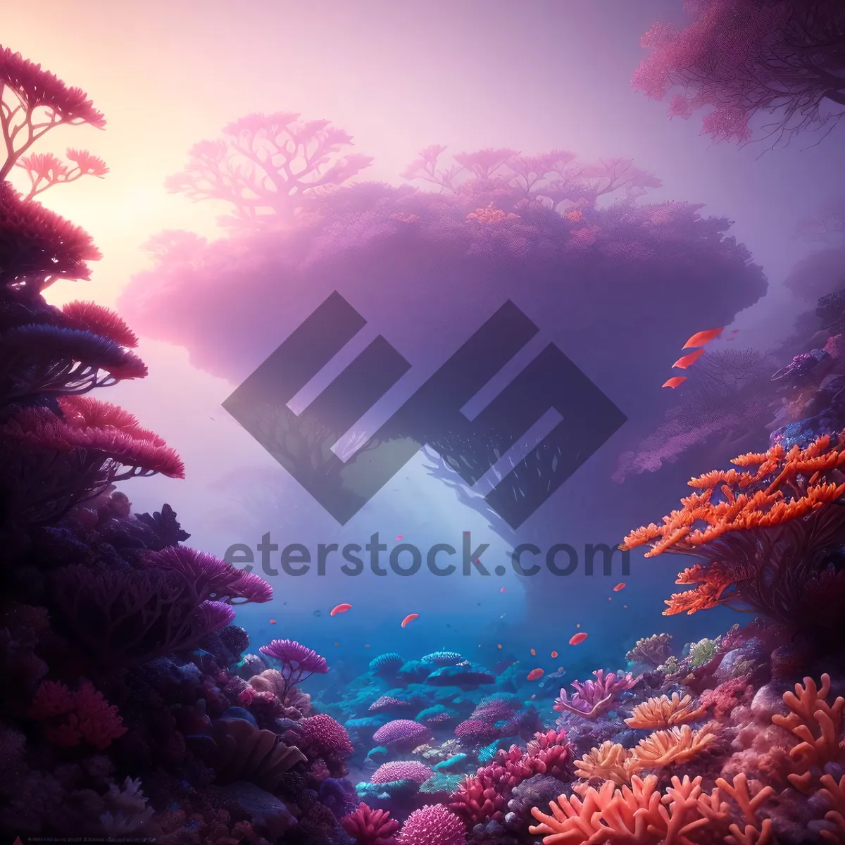 Picture of Tropical Coral Reef - Underwater Vibrant Sunlit Marine Paradise