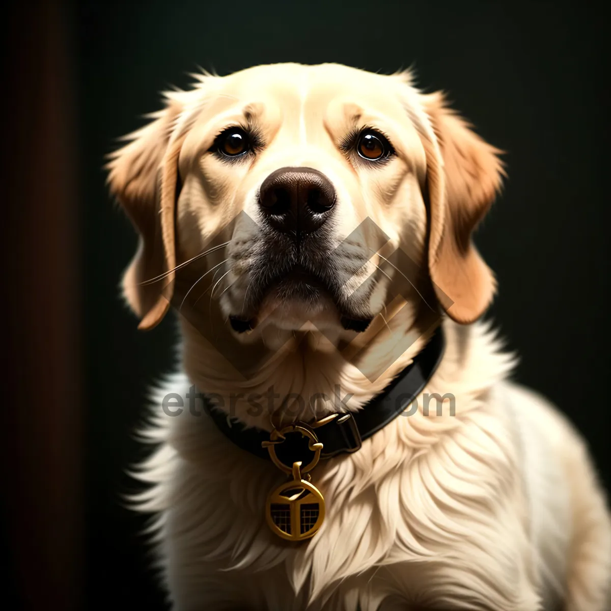 Picture of Golden Retriever Puppy - Adorable Studio Portrait of Purebred Canine