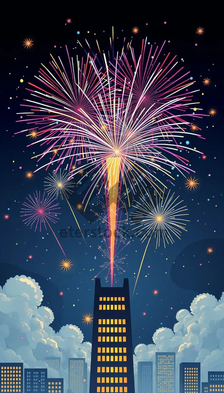 Picture of Colorful Fireworks in the Dark Night Sky