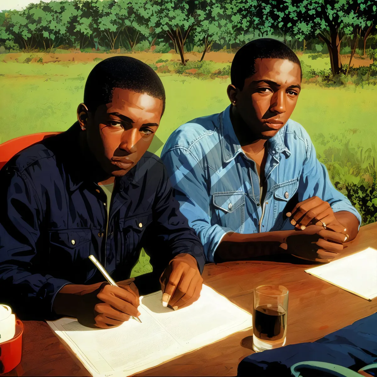 Picture of Office Professionals Collaborating at Laptop Workstation