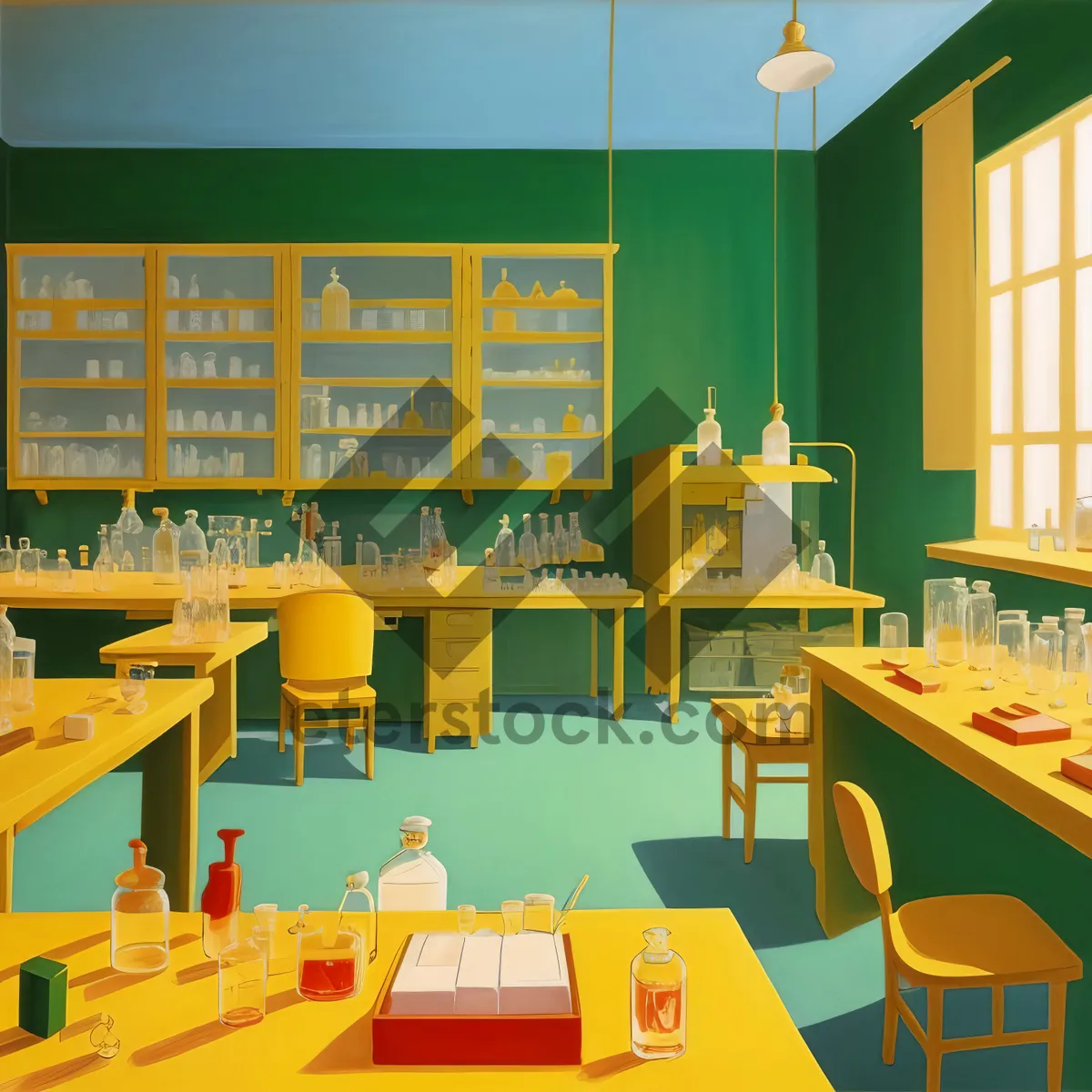 Picture of Modern Classroom with Stylish Furniture and Bright Lighting