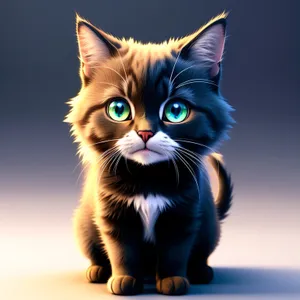 Curious Kitty: Adorable Domestic Cat with Striped Fur
