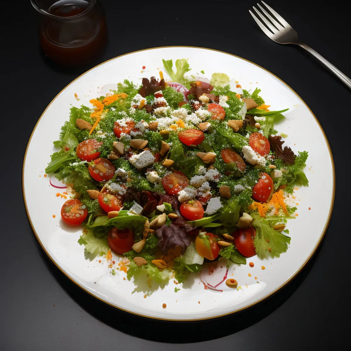 Picture of Delicious vegetable salad with cheese and chickpeas