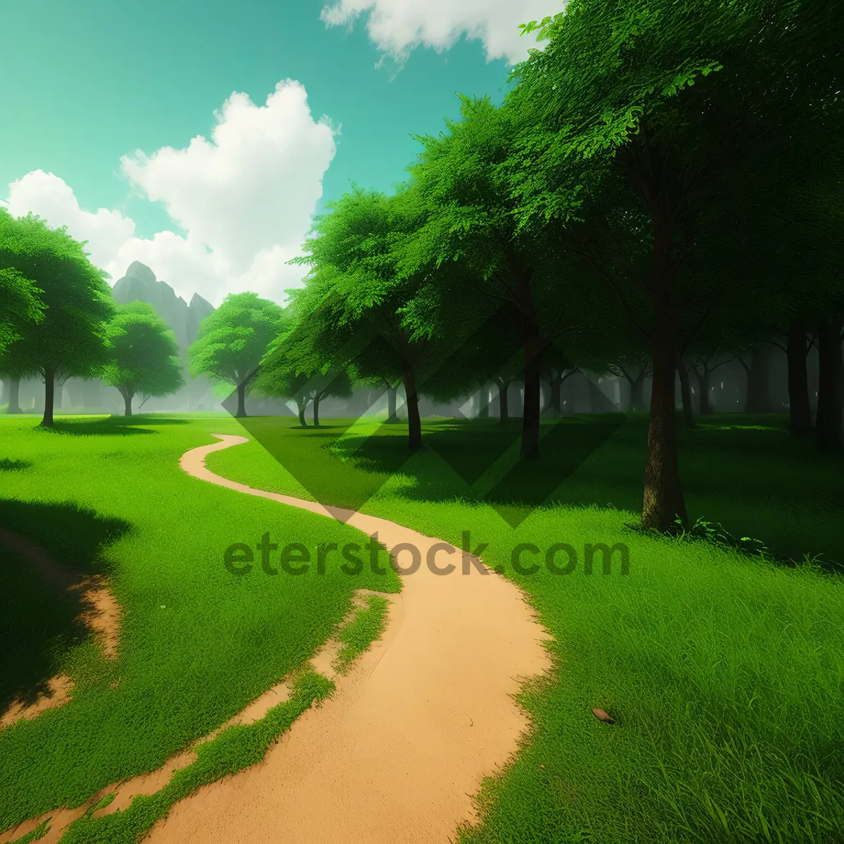Picture of Scenic Golf Course Landscape under Blue Sky