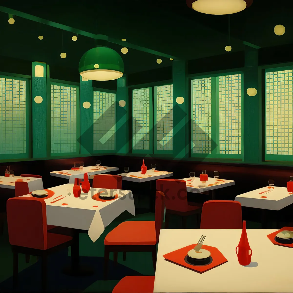 Picture of Modern Luxury Interior Design with Wood Furniture and Lamp