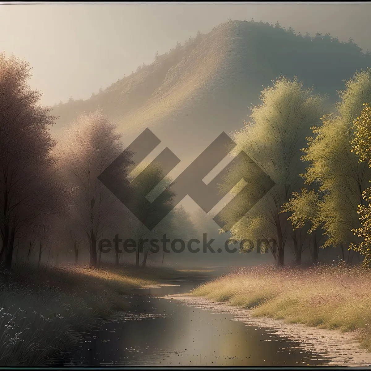 Picture of Sunset Silhouette in Autumn's Rural Landscape