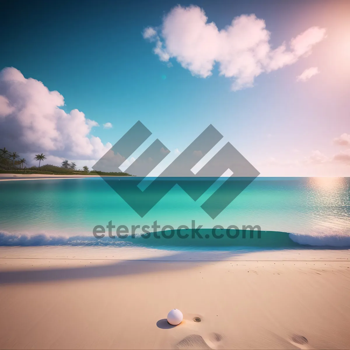 Picture of Tranquil Coastal Paradise: Sun-soaked Beachscape with Azure Waters