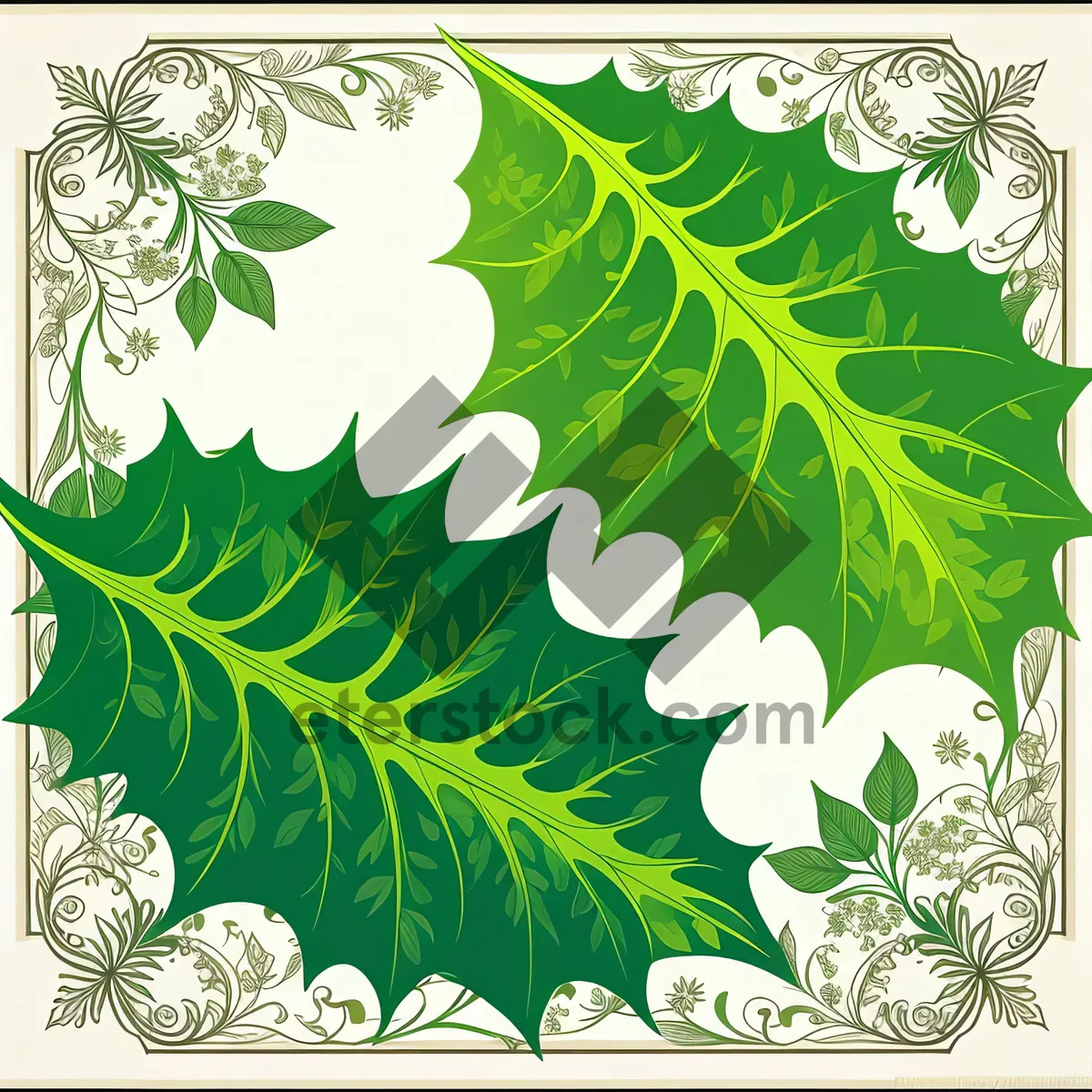 Picture of Elegant Floral Vintage Wallpaper with Ornate Leaf Design