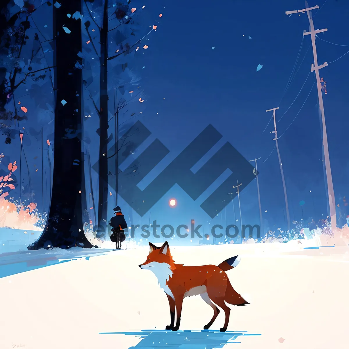 Picture of Winter Skiing Adventure amidst Snowy Mountain Landscape and Frosty Forest