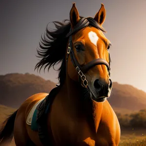 Enchanting Brown Stallion in Lush Meadow