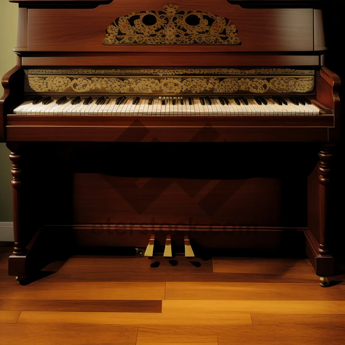 Picture of Upright Piano with Stool - Music Room Interior