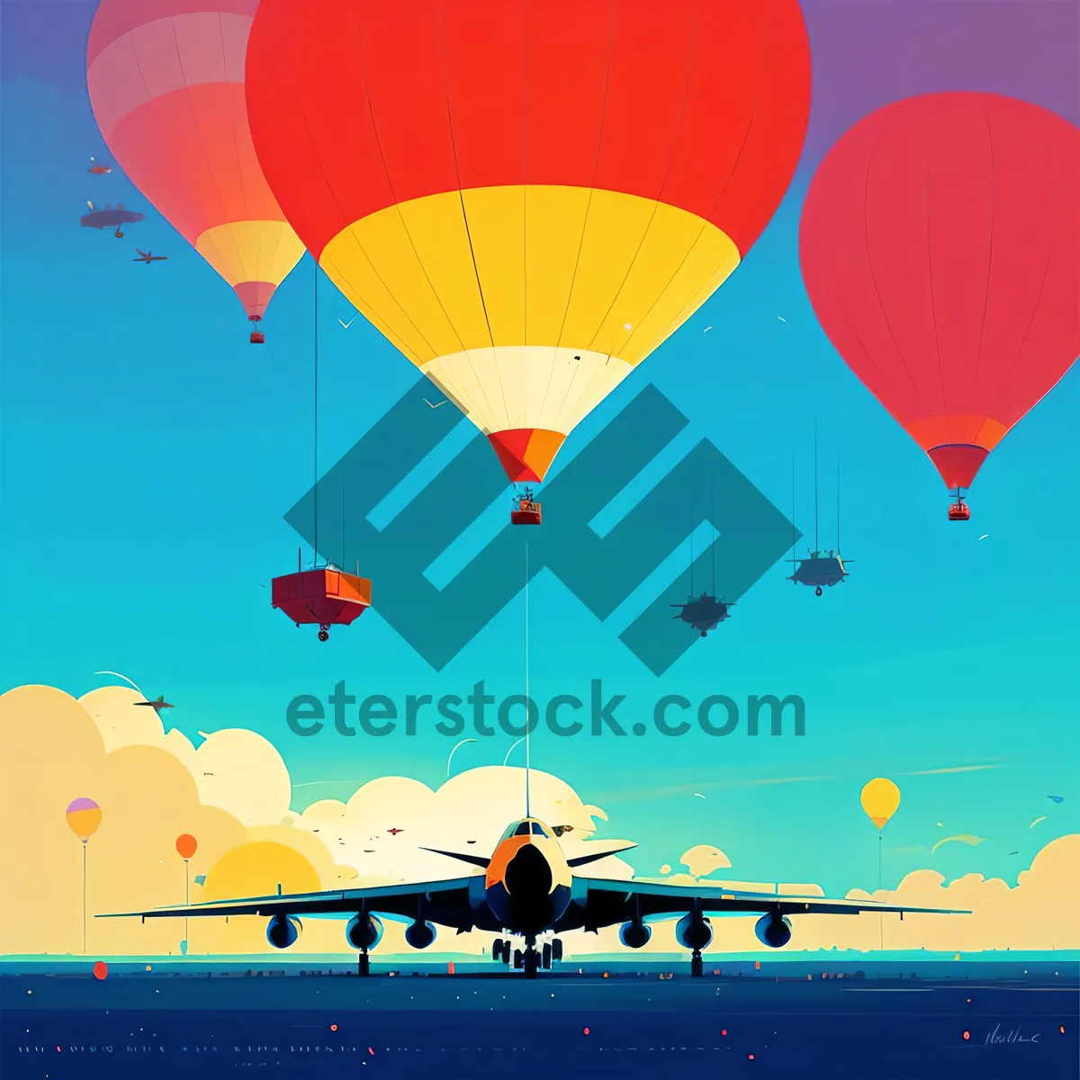 Picture of Colorful Hot Air Balloon Soaring in the Sky