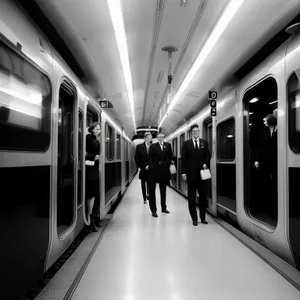 Urban Transit: Modern Subway Station Interior with Speeding Train