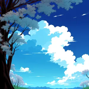 Vibrant Sky and Tree in Seasonal Atmosphere