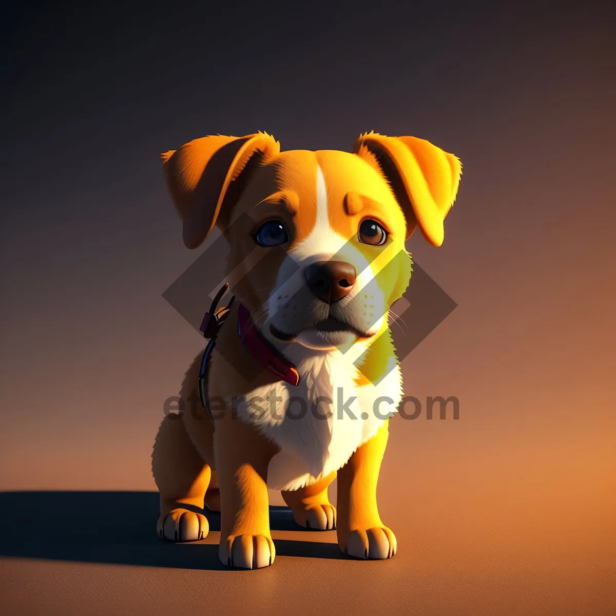 Picture of Cute Bulldog Puppy Sitting for a Studio Portrait